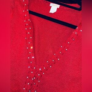 Wool Cardigan Crochet and Rhinestone Detailed Sweater